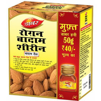 Dabur Roghan Badam Shireen - 50 Ml | Pure Sweet Badam Oil For Glowing Skin & Hair Growth | Rich In Vitamin-E | For Healthy Hair & Skin | Sharpens Brain | Improves Digestion | Extracted From Almonds