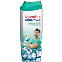 Navratna Cool Talc Active Deo | Talcum Powder | Body Odour Protection & Strong Cooling Effect | Long Lasting Freshness & Fragrance, 400Gm