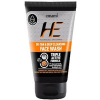 He De-Tan & Deep Cleansing Face Wash | Removes Tan, Fights Pollution, Helps Prevent Oiliness & Pimples, Cools & Refreshes | With Charcoal, Vetiver Root Extracts, Salicylic Acid, Refreshing Menthol | Long Lasting Freshness | For All Skin Types 100Ml