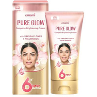 Emami Pure Glow Complete Brightening Cream 50G | With Japanese Sakura Flower & Niacinamide For 2X Brightness & +50% Moisturisation | Mineral-Oil Free, Paraben-Free