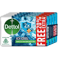 Dettol Icy Cool Bathing Soap Bar With 2X Menthol (600Gm), 125Gm + 20% Extra Free, Pack Of 4