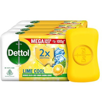 Dettol Lime Cool Bathing Soap Bar With 2X Menthol (400Gm) | Long Lasting Freshness, 100Gm Pack Of 4