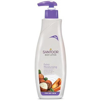 Santoor Perfumed Body Lotion For Extra Moisturising| With Sandalwood Extracts, Shea Butter & Glycerin| For Anti-Aging & Even Skin Tone| Non-Greasy Lotion For Dry Skin| 400Ml