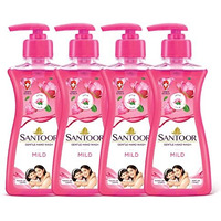 Santoor Mild Gentle Hand Wash 200Ml, Pack Of 4 With Goodness Of Lotus & Tulsi| Rich Lathering Formula With Anti-Bacterial Properties| Soft On Hands| Soothes & Hydrates Skin