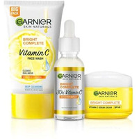 Garnier Bright Complete Vitamin C Brightening Regime Kit For Skincare | Cleanse, Treat And Seal | Reduces Dark Spots, Face Wash + Serum + Spf 40 Serum Cream, For All Skin Types, For Men And Women