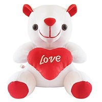 Ultra White Love Teddy Bear Stuffed Toy With Love Red Heart 6 Inches