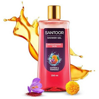 Santoor Brightening Shower Gel With Natural Saffron & Marigold Extracts| For Men & Women| For Glowing Skin| Suitable For All Skin Types| No Parabens| No Silicones| 250Ml