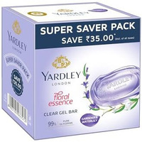 Yardley London Clear Gel Bar Gardenia And Waterlily - With 99% Pure Glycerin And Natural Floral Oils - 125Gx3