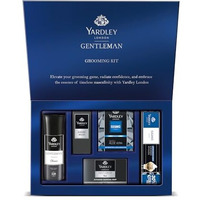 Yardley London Gentleman Luxury Grooming Kit For Men With Classic Activated Charcoal Soap, Elegance Lather Shaving Cream, After Shave Lotion, Shaving Brush, And Classic Body Deodorant Spray