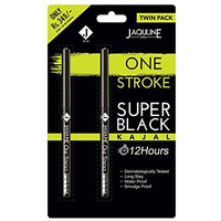 Jaquline Usa Onestroke Super Black Kajal Twin Pack, Smudge Proof, Water Proof, Black, Matte Finish (Pack Of 2)