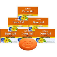 Sunny Herbals Derm Aid Soap For Rashes And Infection Free Skin | Enriched With Goodness Of Thuja, Aloevera & Calendula To Counter Dry & Chapped Skin | Keeps Skin Healthy & Radiant | Unisex Soap | 75 Gm (Pack Of 6)