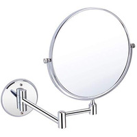 U-S-F Bath Accessories Usf Makeup Mirror | Shaving Mirror | Bathroom Mirror With 5X Magnifying Mirror & Wall Bracket With Adjustable Frame (Silver)(Round) Framed
