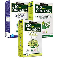 Indus Valley Bio Organic Natural And Pure Indigo Powder | Indigofera Tinctoria, Herbal Henna Powder With Amla Powder | Indian Gooseberry For Hair Care - (100G*3=300G) Combo