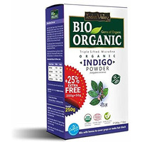 Indus Valley Bio Organic 100% Organic And Herbal Indigo Powder, For Natural Hair Coloring, Arrests Early Greying & Protects Hair From Damage - (200G+50G)