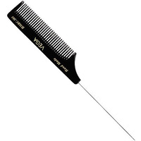 Vega Tail Comb With Steel Pin And Coarse Tooth, Black