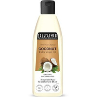 Soulflower Extra Virgin Coconut Oil | Clinically Proven For Hair Growth, Moisturizer, Damage Repair, Anti-Frizz, Baby & Body Massage | 100% Pure, Ecocert Organic Certified, No Mineral Oil, 120Ml