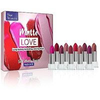 Blue Heaven Matte Love Mini Lipsticks Pack Of 10 | Long Lasting, Hydrating & Moisturizing Mini Roll On Lipsticks For Women | Soft-Matte Finish | 13G