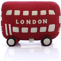 Pluchi Wheels On The Bus 100% Cotton Knitted Stuffed Soft Toys For Babies/Kids In Red & Natural Color