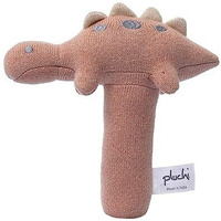 Pluchi Stego Dino Cotton Knitted Stuffed Soft Rattle Toys (16Cm X 10Cm) (Baby Pink)