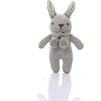 Pluchi Toto Bear Cotton Knitted Stuffed Soft Rattle Toys (20Cm X 12Cm) (Vanilla Grey Melange)