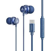 Ambrane Type C Wired In Ear Earphones With In-Line Mic For Clear Calling,1.2M Cable,10Mm Dynamic Drivers For Boostedbass,Control Buttons For Iphone 15,Samsung&Type C Devices (Stringz 38C, Blue)