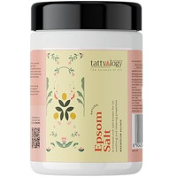 Tattvalogy Pharma Grade Epsom Salt | Magnesium Sulphate | For Muscle Relief, Feet Soak, Relieves Aches & Pain, Gardening Plants | Used In Bath And Foot Soak | Face Cleanser | In Glass Jar - 900 Gm