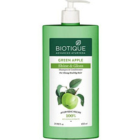 Biotique Green Apple Shine & Gloss Shampoo & Conditioner| Promotes Healthy, Shiny And Glossy Hair | Nourishes Scalp | Makes Hair Soft & Smooth |100% Botanical Extracts| All Skin Types | 650Ml