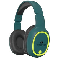 Zebronics Thunder Bluetooth 5.3 Wireless Over Ear Headphones With 60H Backup, Gaming Mode, Dual Pairing, Enc, Aux, Micro Sd, Voice Assistant, Comfortable Earcups, Call Function (Teal Green)