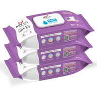 Mylo Care Gentle Baby Wipes (With Lid - Pack Of 3), Soft Cleansing Baby Wipes With 98% Pure Water, Organic Coconut Oil & Neem (80 Wipes X 3 Packs) | Ideal For Your Baby's Daily Skin Care Routine | Free From Parabens And Soap