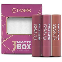 Mars Matte Box Set Of 3 Lipsticks For Women | Long-Lasting | Smooth Finish | Moisturising | One Swipe Pigmentation | (3X3.2 Gm) (02-Peaches & Nudes)