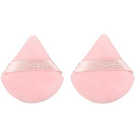 Mars Pizza Powder Puff For Face Makeup | Dual Side Application | For Loose & Pressed Powder Application | Easy To Clean And Handle | Triangle Powder Puff With Strap (Pack Of 2)