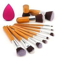 Miss & Mam Professional Makeup Brushes Set Foundation Blending Brush Tool Cosmetic Kits Makeup Set Brusher + Puff - Wooden