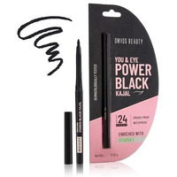 Swiss Beauty You & Eye Power Black Kajal | Waterproof & Smudge-Proof | 24 Hour Stay | Matte Finish Black Kajal | 0.30Gm