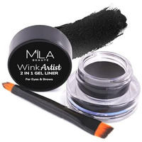 Mila Beaut Wink Artist Gel Eyeliner With Brush | For Eyes & Brows | Lasts Upto 36 Hours | Long Lasting & Waterproof Formula | Enriched With Calendula Oil And Aloe Vera | Shade - (Black, 4G)