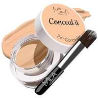 Mila Beaut Conceal It Pot Concealer With Brush | Enriched With Spf 15 And Vitamin E | Light Weight Concealer | Long Lasting Coverage | Natural Matte Finish | Covers All Skin Concerns | Easily Blendable Concealer For Face Makeup | Shade - (04 Medium Beige, 4G)