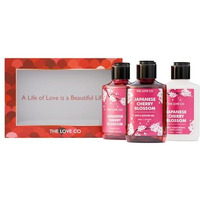 The Love Co. Japanese Cherry Blossom Gift Collection| Indulge In Travel Pack Shower Gel, Body Lotion & Shampoo | Ideal Birthday & Special Occasion Hamper - Pack Of 3