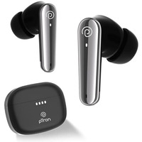 Ptron Basspods Tour Tws Earbuds With 3D Audioscape, 45Hrs Playtime, Trutalk Ai-Enc Calls, 50Ms Low Latency Sync, Bt V5.3, Type-C Fast Charging, Voice Asst. & Ipx5 Water Resistant (Black)