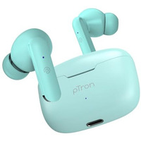 Ptron Basspods P81 In-Ear Wireless Earbuds, Pristine Sound, 32Hrs Playtime, Clear Calls Tws Earbuds, Bluetooth V5.1 Headphone, Type-C Fast Charging, Voice Assist & Ipx4 Water Resistant (Mint Green)