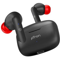Ptron Basspods P81 In-Ear Wireless Earbuds, Pristine Sound, 32Hrs Playtime, Clear Calls Tws Earbuds, Bluetooth V5.1 Headphone, Type-C Fast Charging, Voice Assist & Ipx4 Water Resistant (Black & Red)