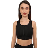 Glamoras Women's Sports Bra | Wirefree Full Coverage Sports Bra | High Impact Mesh Racerback Design With Front Zip, Cushion Straps & Removable Pads | Ideal For Gym, Yoga, Fitness Workouts (Black,Xl)