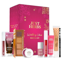 Just Herbs Wedding Kit Glam Essentials With Matte Lipstick | Lip & Cheek Tint | Strobe Cream | Kajal | Sindoor | Eyeshadow Palette | Nail Paint | Serum Foundation | Blush Drops All In One Makeup Gifting Kit For Women (Pack Of 9)