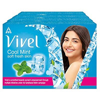 Vivel Cool Mint, Soft Fresh Skin Soap, 600G (150G - Pack Of 4), Soap For Women & Men For Soft, Glowing & Moisurised Skin, All Skin Types