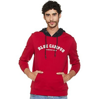Numero Uno Men's Fleece Neck Hooded Sweatshirt (Kmssfd66_Dark Red/Navy_Xl)