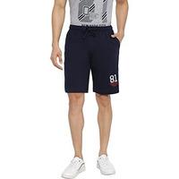 Van Heusen Athleisure Men Knit Shorts - Cotton Rich - Smart Tech, Easy Stain Release, Anti Stat, Ultra Soft, Quick Dry_50007_Navy_L