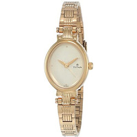 Titan Quartz Analog Champagne Dial Stainless Steel Strap Watch For Women-Ns2535Ym01/Nt2535Ym01