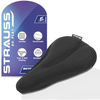 Strauss Bicycle Standard Saddle Foam Seat Cover With Anti-Slip Granules & Soft, Thick Padding | Superior Comfort, Breathable Design | Comes With Adjustable Rope Straps & Fits All Cycles, (Black)