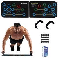 Strauss Multipurpose (16 In 1) Function Push Up Board/Bars/Stand With Multiple Modes | Calisthenics,Gym And Excersing Equipment | Chest,Muscle,Triceps,Shoulders Workout | Both For Men And Women, Black