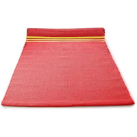 Strauss: Cotton Yoga Mat For Women And Men | Exercise Mat For Home Workout, 100% Cotton, Anti Slip Fitness Mat | Washable, Breathable, Sweat Absorbent & Eco-Friendly Material - 4Mm (Red)