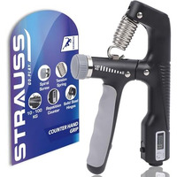 Strauss A-Shape Hand Grip With Digital Counter | Adjustable Resistance (10Kg -100Kg) | Hand/Power Gripper For Home & Gym Workouts | Finger & Forearm Hand Exercises & Strength Building (Black)