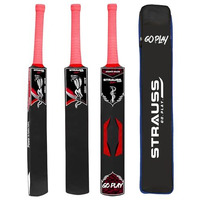 Strauss Black Mamba Kashmir Willow Cricket Bat | Size: Short Handle (Sh) | Suitable Only For Tennis Ball | Age Group 13+ Yrs | For Youth/Adults | Bat Cover | Black | (1050-1200 Grams)